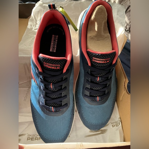 New Skechers GoWalk 6 Spring Horizon navy with coral accents - Picture 5 of 7